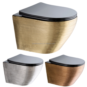 Toilette murale en céramique or noir, suspension murale sans bords, style européen, moderne, pour maison, WC - Product Image 1