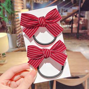 Bracelet de cheveux élastique avec nœud pour filles, queue de cheval, en caoutchouc, rouge, pour nouvel an, décoration pour enfants, nouvelle collection - Product Image 5