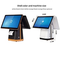 Terminal de point de vente tout-en-un à double écran tactile plat de 15,6 pouces, Windows 11, processeur Intel i5 intégré, imprimante thermique 80 mm intégrée