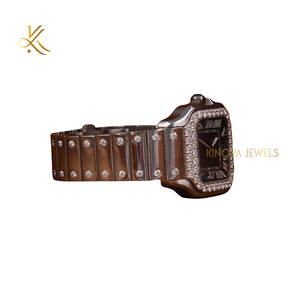 Montre en diamant Moissanite haut de gamme avec construction de qualité design avec des pierres brillantes sur tout le cadran et le bracelet - Product Image 5