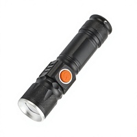 Lampe torche LED compacte en aluminium avec zoom et mise au point, interrupteur latéral et trou pour cordon, idéale pour le camping, la randonnée et les situations d'urgence