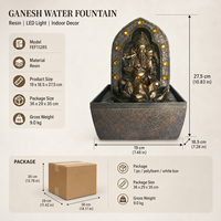 Fontaine d'eau en résine avec logo personnalisé, statue du Dieu Ganesh, artisanat hindou, décoration de bureau, articles de décoration pour la maison, vente en gros