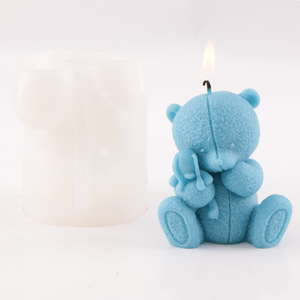 Teddy <b>Bear</b> Scented Candle Mold Diy Cake Decoration Plaster Mold Home Ornament Valentine'S Day Use - Product Image 5