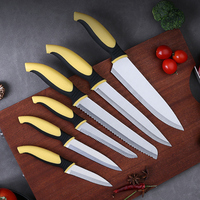 Ensemble de 6 couteaux de cuisine en acier inoxydable avec manche coloré et éplucheur, couteau de chef, outil pour légumes et fruits, vente en gros