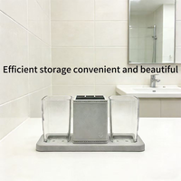 Ensemble de toilette en cuir à motifs 50% HIPS 50% PS, ensemble de trois pièces, organiseur de salle de bain, ensembles de salle de bain modernes, gobelet à rince-bouche