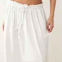 Jupe longue fluide blanche en tissu doux pour femme avec volants, taille élastique à cordon de serrage, coupe ample, idéale pour l'été, les vacances et le quotidien
