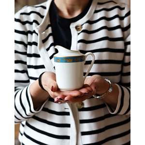 Ensemble complet de thé/café Bennyudine Richard Ginori Lago 6 pièces, tasses et soucoupes décorées Cristina pour hôtels - Product Image 3