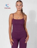Ensemble deux pièces pour femme : débardeur rembourré à col carré et dos nageur, et pantalon droit taille haute – Tenue de sport quotidienne