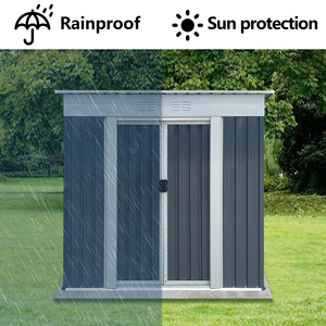 Casetta da Giardino 6FTx4FT con Tetto a Falda, Grigia, per Attrezzi e Giardinaggio - Product Image 4