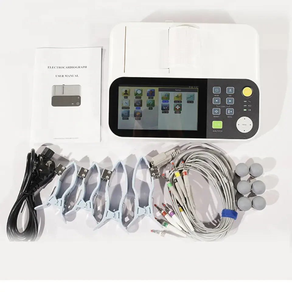 Écran LCD couleur de 7 pouces machine ecg vétérinaire instrument d'hôpital pour animaux de compagnie équipement d'électrocardiogramme Ecg pour usage vétérinaire