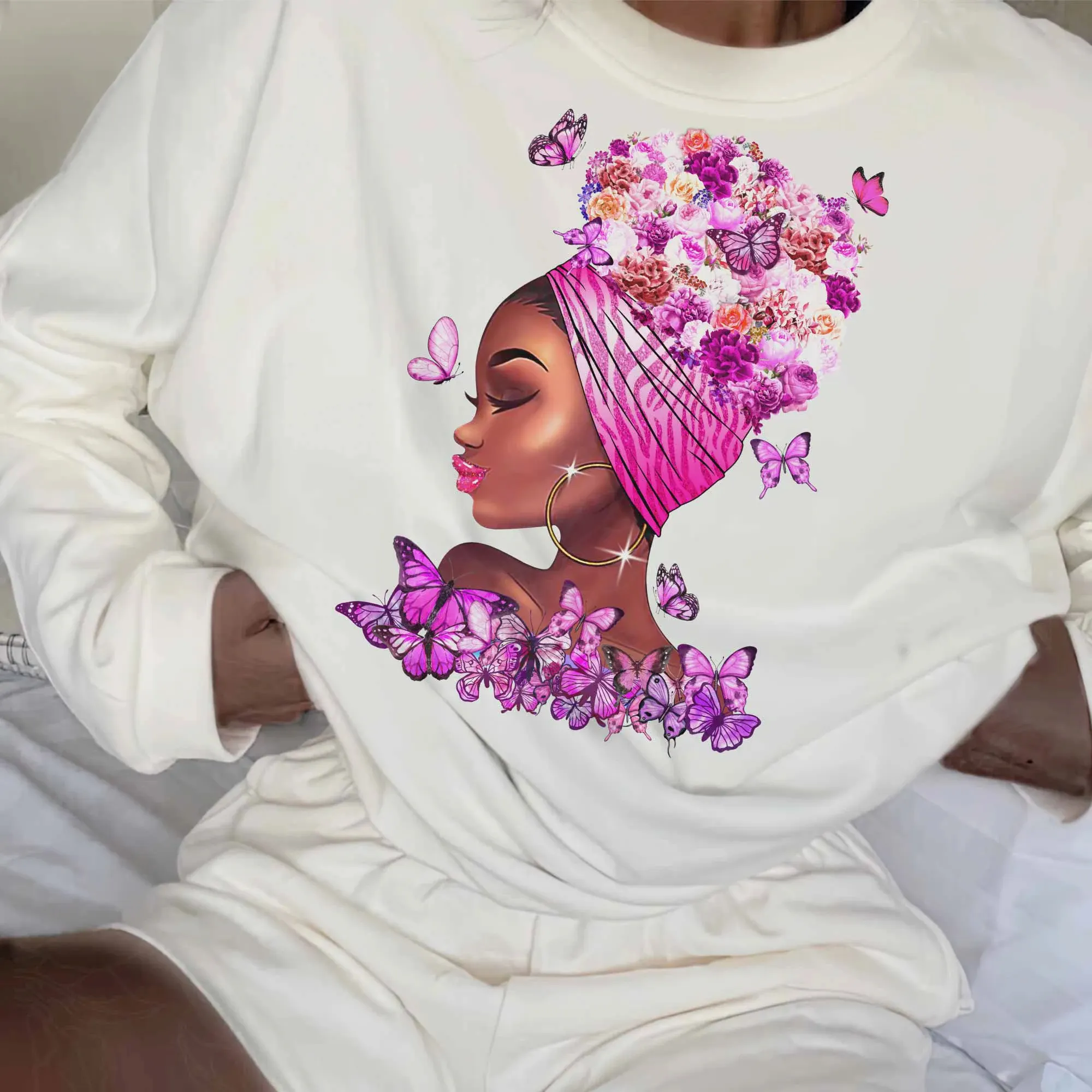 Zomer Producten 2024 Custom Zwarte Vrouw Afro Koningin Melanin American Girl Dtf Heat Iron On Transfer Sticker Voor Kleding T-Shirts