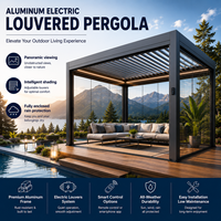 Pergola à toit à lames orientables automatique, structure durable, éclairage LED extérieur étanche, OEM ODM, toutes saisons, pour hôtels et complexes hôteliers