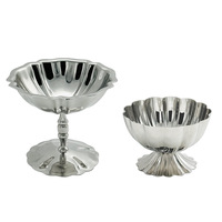 Vente directe d'usine, gobelets à dessert en acier inoxydable jetables classiques et polis, bols à collation pour fête, gobelets à pudding hauts, glace