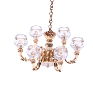 Chất lượng tốt nhất của búp bê nhà phòng khách mini mô phỏng hợp kim Đèn chùm Retro ánh sáng đồ đạc và đồ nội thất trang trí mô hình - Product Image 6