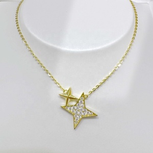 Collar personalizado de plata de ley 925 con dije de estrella de la amistad, collar de lujo para mamá con gemas de verano, chapado en oro y circonita. - Product Image 1