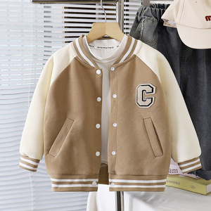 Nouvelle veste de baseball en tissu peigné brodé de qualité supérieure, écologique et décontractée pour garçons et filles, <span class=keywords><strong>manteau</strong></span> printemps et automne - Product Image 2