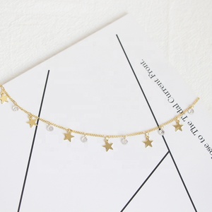 18K chapado en oro estilo coreano Cinco Puntos <span class=keywords><strong>Estrella</strong></span> en forma de cristal de incrustación colgante collar para las mujeres - Product Image 5