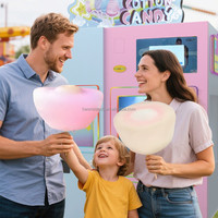 Distributeur automatique de barbe à papa 4 saveurs 64 motifs multilingue autonettoyant pour centre commercial et parc d'attractions