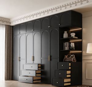 Armoire en bois massif sur mesure BALOM, mobilier de chambre à coucher, dressing avec étagères et cintres réglables - Product Image 5