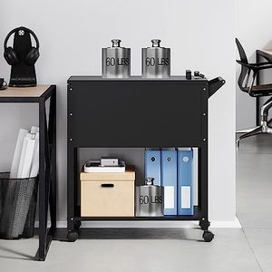 Armoire à dossiers mobile <span class=keywords><strong>avec</strong></span> serrure - <span class=keywords><strong>Chariot</strong></span> de classement à roulettes - Classeur à lettres suspendu - Classeur à dossiers coulissant pour la maison et le bureau - Product Image 5