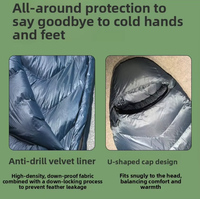 Sac de couchage de type momie en duvet d'oie blanc à 90 % pour adultes, tissu en nylon, léger et portable, équipement de camping d'hiver en plein air