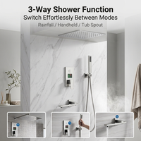 Système de douche de pluie encastré au plafond pour salle de bain, ensemble de robinetterie de douche dissimulée avec douchette à main et mitigeur chaud/froid