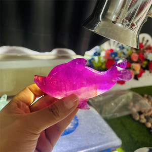 Tay khắc chữa bệnh thạch anh động vật tinh thể tự nhiên hàng thủ công kẹo fluorite cá heo để trang trí - Product Image 4