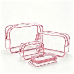Women's Fashion PVC <b>Waterproof</b> Transparent Cosmetic <b>Bags</b> for Toiletry Makeup <b>Bag</b> with Zipper and Letter Pattern - Product Image 3