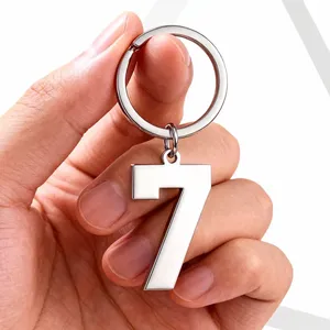 Nouveau porte-clés numérique de 0 à 9, pendentif pour sac à dos, simple, en acier inoxydable, <span class=keywords><strong>avec</strong></span> boucle, chaînes, pour clés de <span class=keywords><strong>voiture</strong></span> et moto, cadeau - Product Image 2
