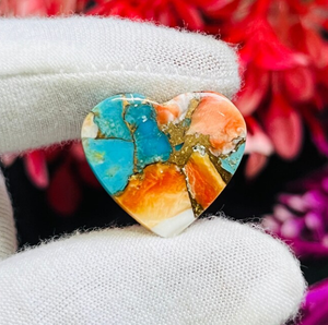 หินมุกหนามธรรมชาติสีเขียวขุ่นรูปหัวใจแบบแบนสำหรับทำเครื่องประดับขายส่ง แหวน สร้อยข้อมือ สร้อยคอ ตาแมว - Product Image 4