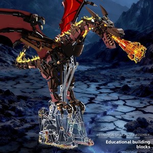 Fantastico Giocattolo da Costruzione a Blocchi Drago di Ghiaccio Meccanico con Luci Girevoli - Giocattolo Unisex in Plastica - Product Image 1