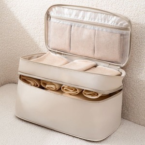 Bolsa de almacenamiento de sujetadores portátil de tamaño de viaje, organizador 3 en 1 para ropa interior, pantimedias y calcetines, forma rectangular, color blanco roto - Product Image 3