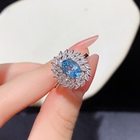 Factory Wholesale Natural Topaz 925 Sterling Silver Classic Engagement Ring Women Custom Design Wedding Anniversary & Party Gift