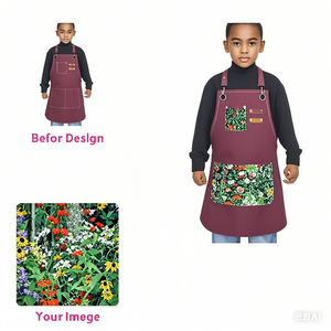 Tablier à dos croisé en toile pour enfants personnalisé à la demande avec poches Art de la cuisine Commande minimum 1 pièce - Product Image 5