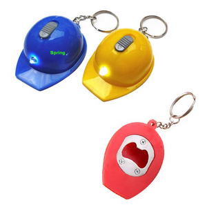 Fashion 3 in 1 Hard Hat Helmet Shape Led Keychain /<strong>Safety</strong> Casque Cap Key <strong>Chain</strong> with Bottle Opener - Product Image 1