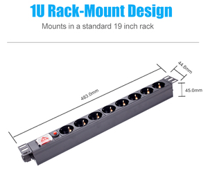 กล่องอลูมิเนียมอัลลอยด์19 "ตัวกระจายพลังงาน<span class=keywords><strong>1U</strong></span> 8ช่องเสียบ SCHUKO ของเซิร์ฟเวอร์ PDU ของเยอรมนี - Product Image 6