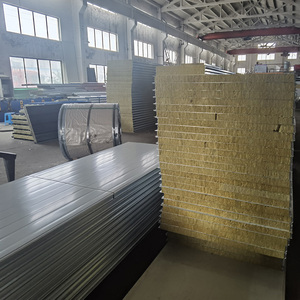 Tablero de <span class=keywords><strong>aislamiento</strong></span> de pared de sándwich de lana de roca ecológico ignífugo moderno, placa de Metal para habitación refrigerada, precio de fábrica - Product Image 6