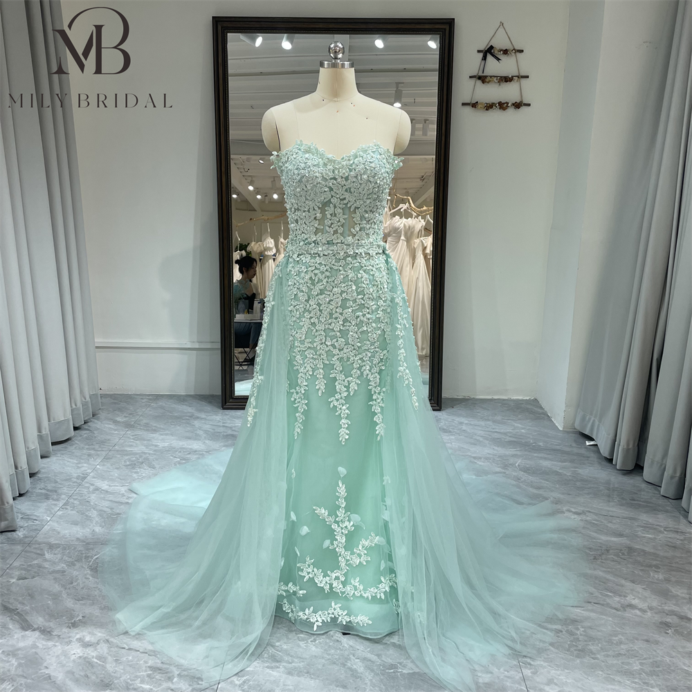 slim fit dress slacks Wedtrend Women Green Flower Bridesmaid Dress with Split Front A Line Ruffled Straps Corset Long Wedding Party Dress, Green Flower / US16 main image 0