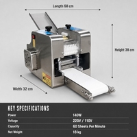 HNRB RB-S200 Machine à pâte à dumplings de comptoir 140 W en acier inoxydable pour la fabrication de wontons et baozi, vente en gros pour usines