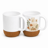 Tasse en céramique personnalisée avec fond en liège, 12 oz, tasse à café en céramique avec boîte, base en liège, tasses vierges imprimables par sublimation
