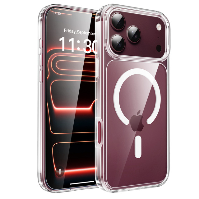 Bulk Supply Clear Anti-Yellow Magnetic Phone Case Wireless Charging TPU PC Hybrid Transparent Case iPhone For18 17 16 15 Pro Max