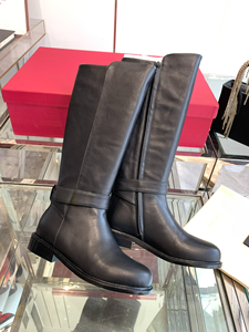Black Suede Waterproof Knee-High Side Zipper for <b>Boots</b> for Women 3CM Square Heel Anti-Slip Autumn/Winter Fashion - Product Image 5