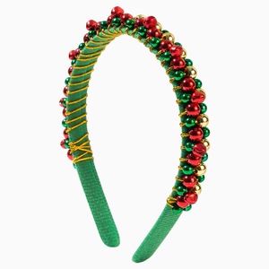 <span class=keywords><strong>Serre</strong></span>-tête de Noël tendance rouge et <span class=keywords><strong>vert</strong></span> doré, simple, en <span class=keywords><strong>velours</strong></span> fin, avec perles et clochettes - Product Image 1