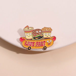 Fabricante de dibujos animados personalizados de alta calidad, 6 uds., conjunto de alfileres de solapa, venta al por mayor, artesanías de Metal, comida personalizada, esmalte, diseño de <span class=keywords><strong>hamburguesa</strong></span> - Product Image 3