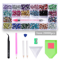 20000 pièces de strass en résine de 3 mm pour nail art, pierres colorées à dos plat, breloques et cristaux pour ongles