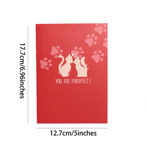 Pop-up động vật dễ thương với mèo trên mặt trăng và hình trái tim nhà máy thiệp chúc mừng Ngày Valentine 3D trong kho - Product Image 5