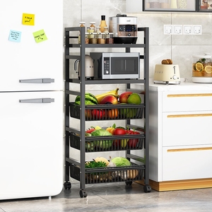 New Style Metal <strong>Rolling</strong> Trolley Vegetable Fruit <strong>Rack</strong> Multifunctional Movable Kitchen Microwave Oven Storage <strong>Rack</strong> - Product Image 4