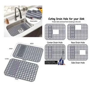 2022 New Silicone Sink Protector Mat Pad Grid Sink Drain Strainer Silicone Filter Wash Basin Kitchen Cutting Drain Hole For Sink