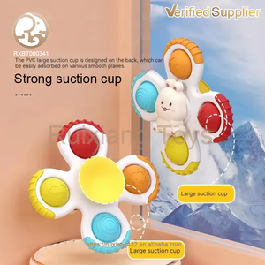 Approvisionnement d'usine PVC anneau de dentition <span class=keywords><strong>bébé</strong></span> jouet à mâcher <span class=keywords><strong>ventouse</strong></span> sensorielle rotatif Fidget Spinner jouet de bain refroidissement pour enfants - Product Image 5