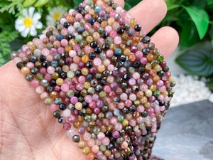 Cuentas de Turmalina Natural de Colores, Facetadas y Redondas, de 2mm, 3mm y 4mm, Cuentas Sueltas para la Fabricación de Joyas, Pulseras, Venta al Por Mayor - Product Image 5